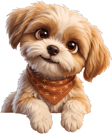 The Aha Math puppy perched on the tutor chat